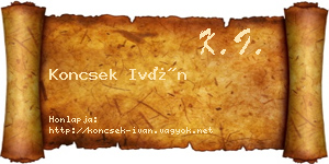 Koncsek Iván névjegykártya